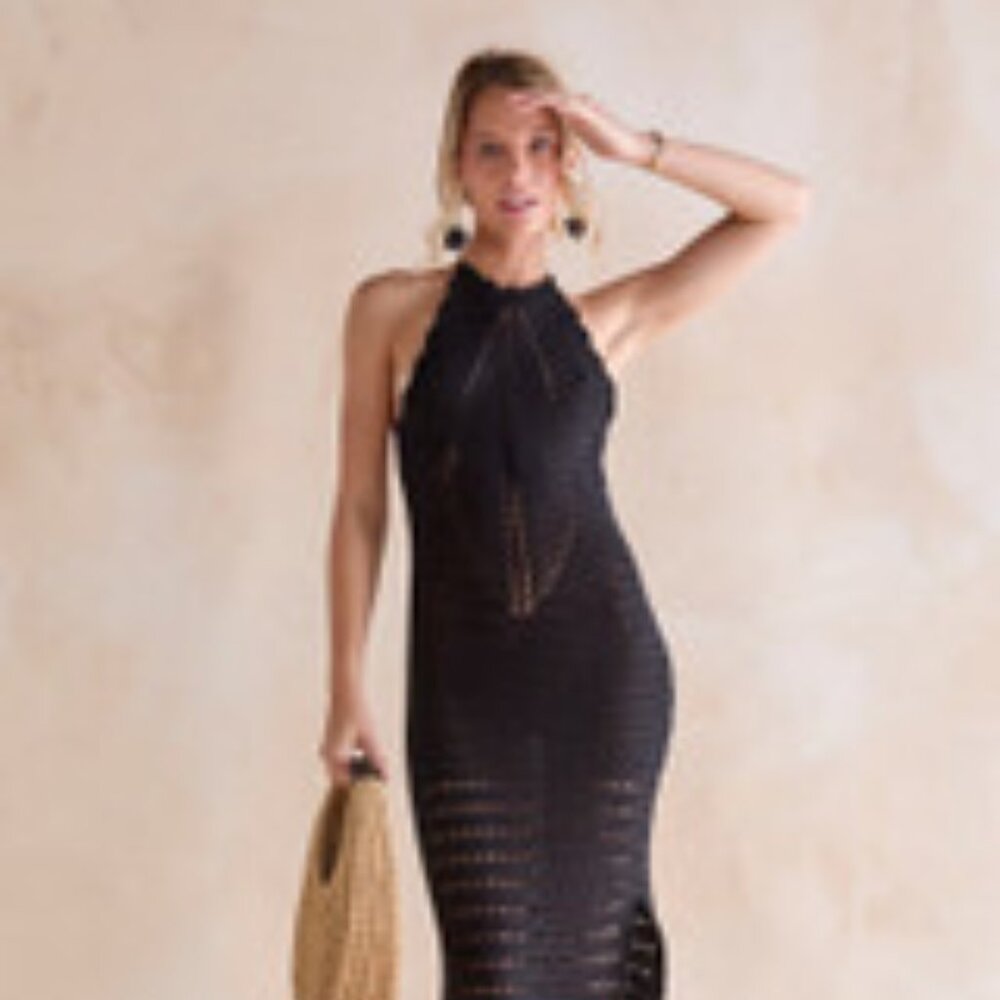 Abigail Halter Crochet Midi Dress